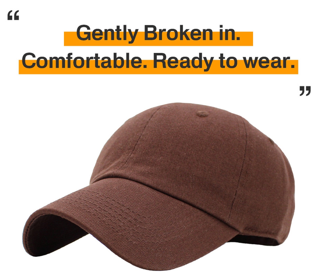 Brown Low Profile Baseball Caps Front Side View